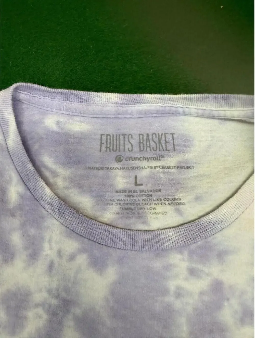 Fruits BasketShirt Unisex L Crunchyroll Tie Dye Anime Graphic Purple White Tee